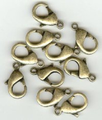 10 22mm Antique Gold Lobster Claw Clasps
